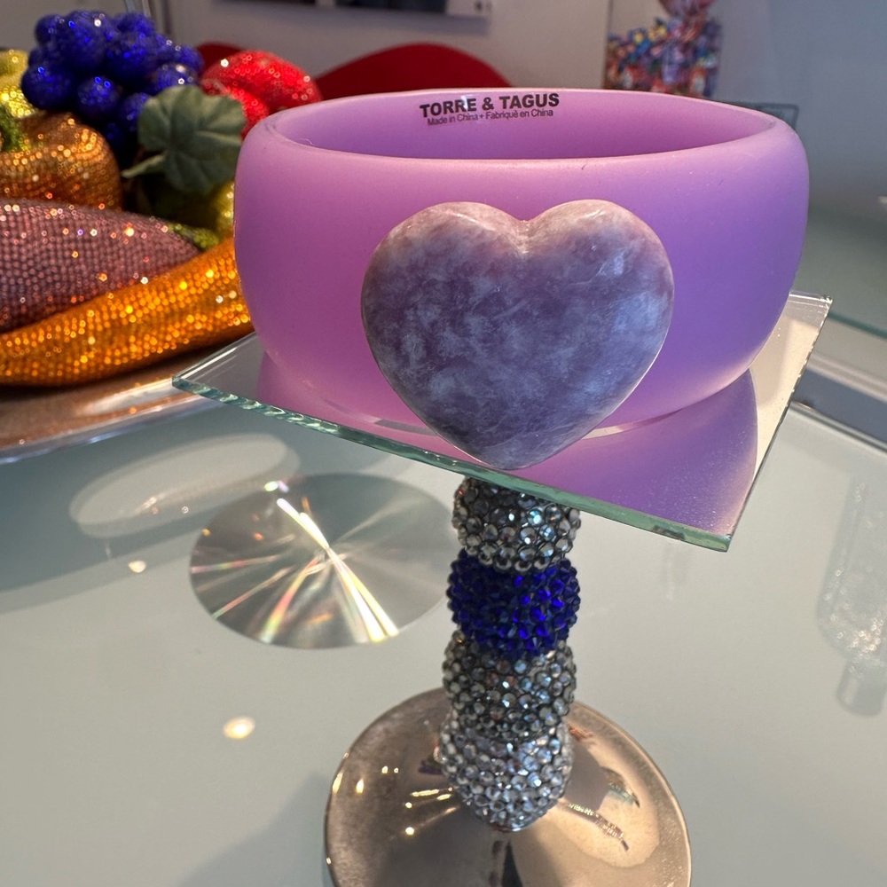 BNWT Purple Torre & Tagus bangle bracelet Lepidolite heart healing crystal